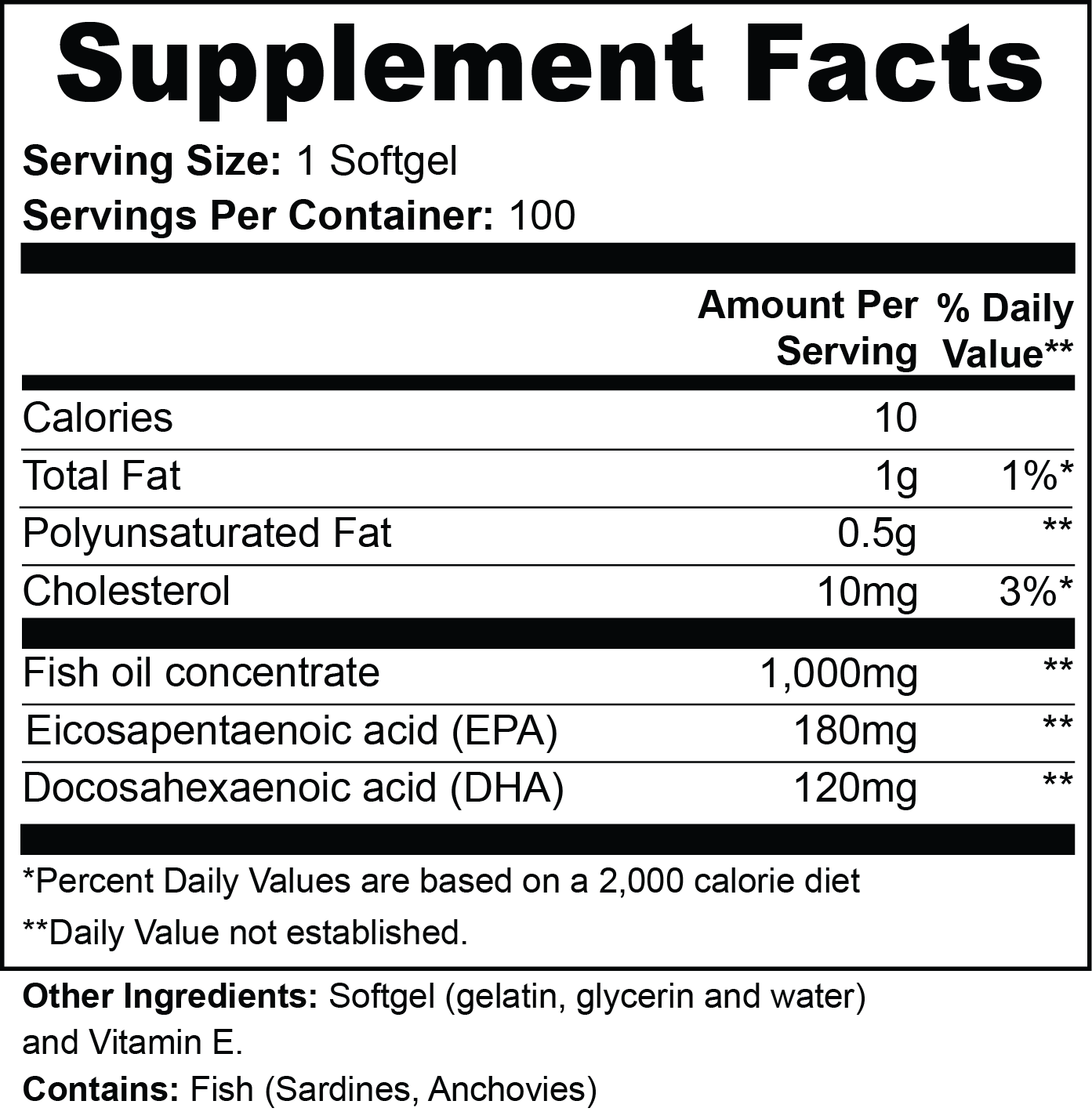 Omega-3 Fish Oil EPA 180mg + DHA 120mg